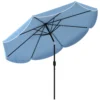 Ronde Parasol Balkonparasol Strandparasol Met 3 voudige Kanteling, Zwengel, 8 Spaken Ø265 X 235H Cm Hemelsblauw