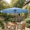 Ronde Parasol Balkonparasol Strandparasol Met 3 voudige Kanteling, Zwengel, 8 Spaken Ø265 X 235H Cm Hemelsblauw