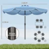 Ronde Parasol Balkonparasol Strandparasol Met 3 voudige Kanteling, Zwengel, 8 Spaken Ø265 X 235H Cm Hemelsblauw