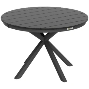 Ronde Tuintafel Ø 118 Cm Met Aluminium Frame Voor Balkon, Veranda, Terras, Zwart