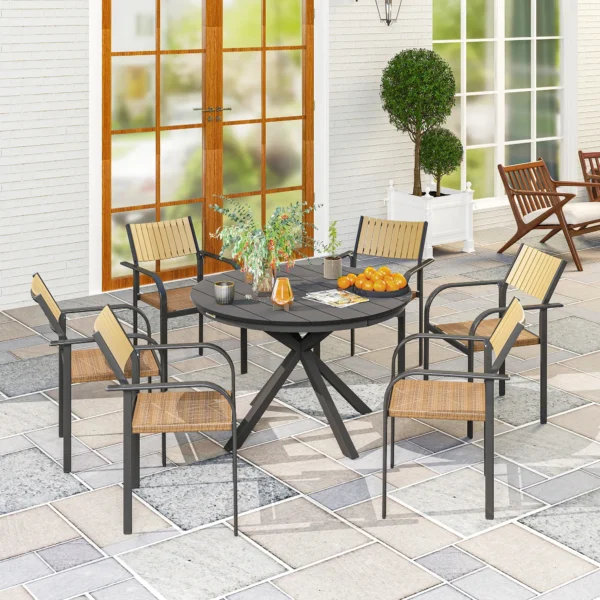 Ronde Tuintafel Ø 118 Cm Met Aluminium Frame Voor Balkon, Veranda, Terras, Zwart