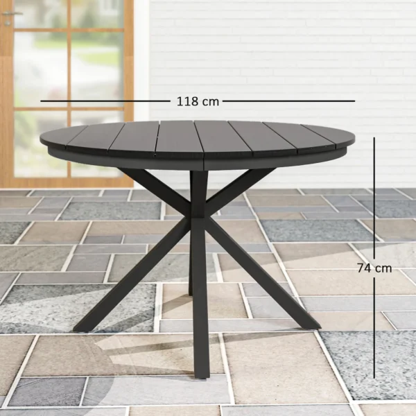 Ronde Tuintafel Ø 118 Cm Met Aluminium Frame Voor Balkon, Veranda, Terras, Zwart