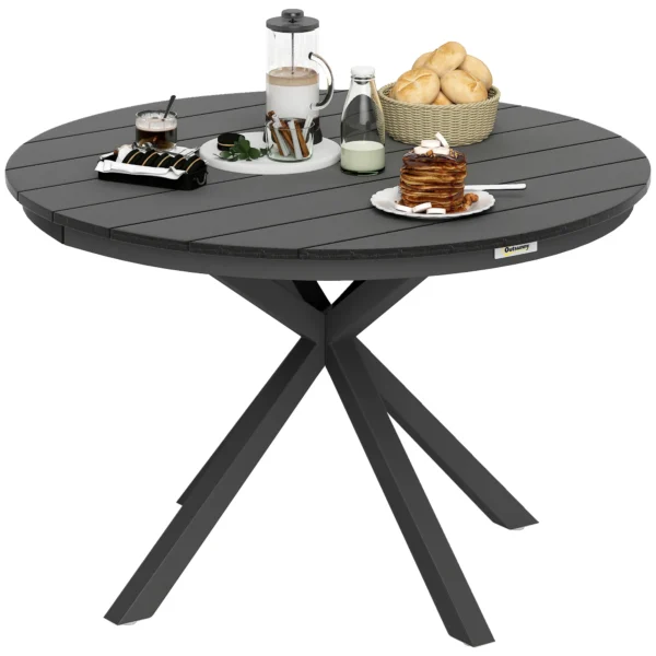 Ronde Tuintafel Ø 118 Cm Met Aluminium Frame Voor Balkon, Veranda, Terras, Zwart