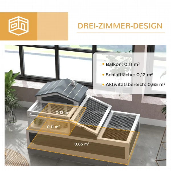 Schildpaddenverblijf, 2 Niveaus, Voor Binnen En Buiten, Balkon, Vurenhout, Grijs