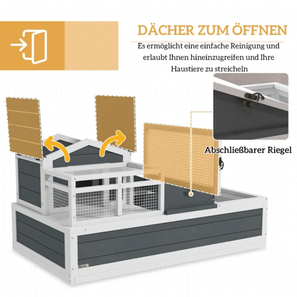 Schildpaddenverblijf, 2 Niveaus, Voor Binnen En Buiten, Balkon, Vurenhout, Grijs