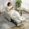 Schlafsessel 3 In 1 Omzetbare Stoel Met Bedfunctie, Brede Zitoppervlakte Voor Woonkamer, Beige