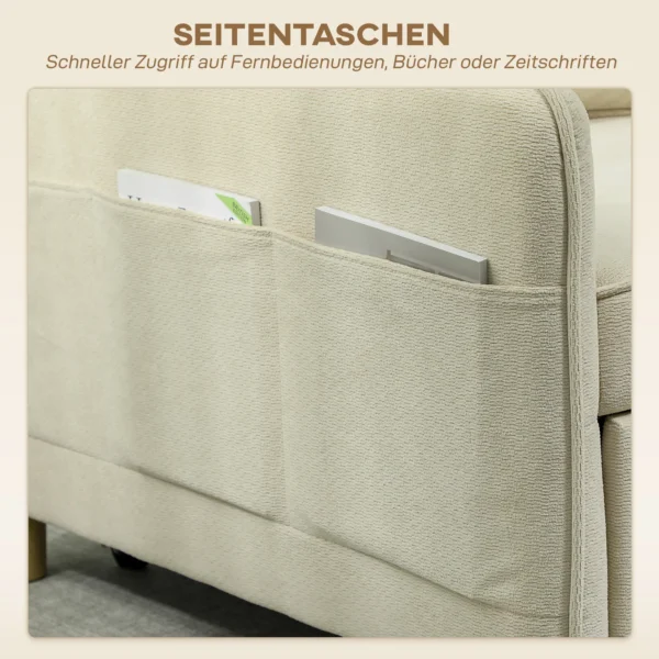 Schlafsessel 3 In 1 Omzetbare Stoel Met Bedfunctie, Brede Zitoppervlakte Voor Woonkamer, Beige