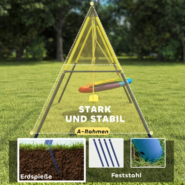 Schommelset Met Nestschommel En Verstelbaar Touw Voor Kinderen Van 3 8 Jaar 265x160x178 Cm Meerkleurig
