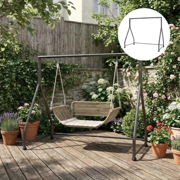 Schommelstandaard Veelzijdig Zware Last Schommelframe Voor Twee /Driezitter Of Hangmand Zwart