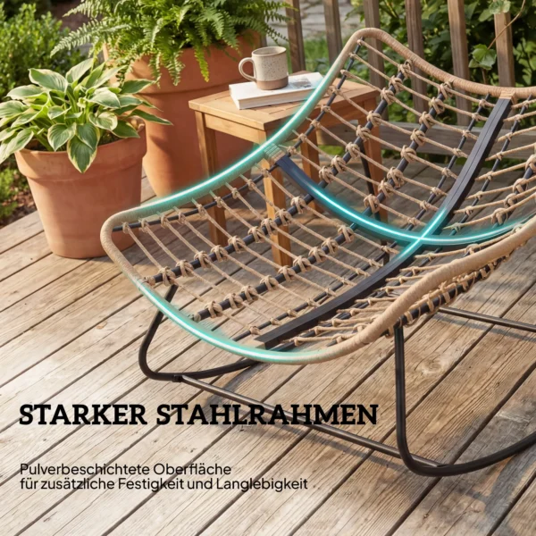 Schommelstoel Met Kussen, Weerbestendig, Tot 120 Kg Belastbaar Voor Woonkamer, Tuin, Gazon, Grijs