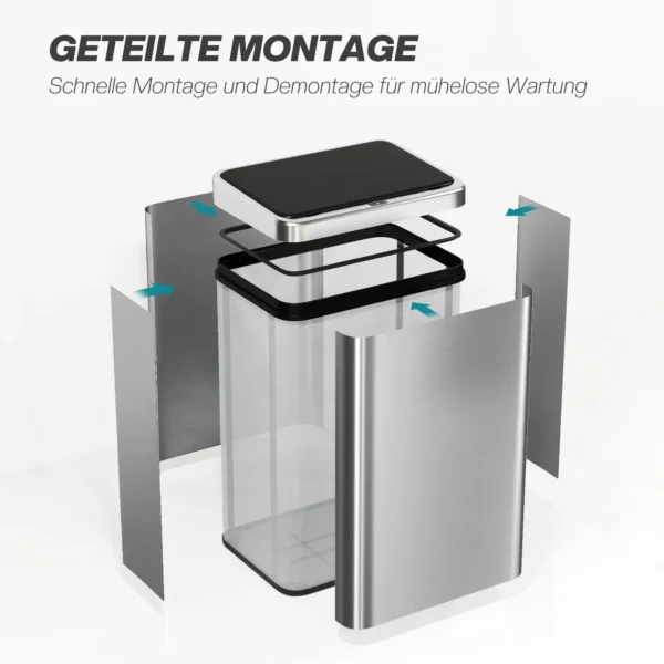 Sensor Vuilnisbak 40L Roestvrij Staal Automatische Vuilnisbak Met Soft Close Deksel Bewegingssensor 35,5 X 26 X 55 Cm Zilver