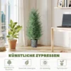 Set Van 2 Grote Kunstmatige Cipresbomen 90cm Kunstplant, Plastic Kunstmatige Planten In Pot 15 X 15 X 90 Cm Groen