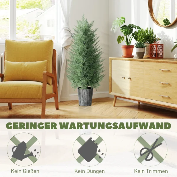Set Van 2 Grote Kunstmatige Cipresbomen 90cm Kunstplant, Plastic Kunstmatige Planten In Pot 15 X 15 X 90 Cm Groen