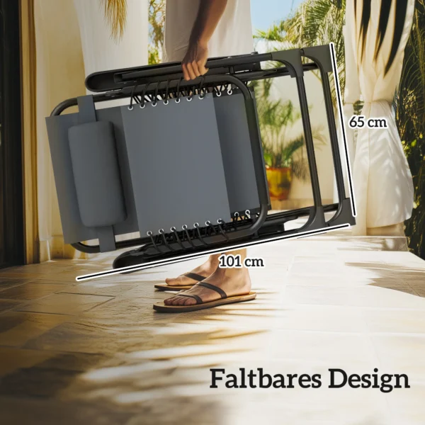 Set Van 2 Opvouwbare Zonneligstoelen Zero Gravity Met Hoofdsteunen Inclusief Bijzettafel Met 2 Drankhouders