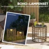 Solar Staande Lamp 2 delige Set Rattan Solarlampen Met Lichtsensor LED Solarlicht In Boho Stijl IP44