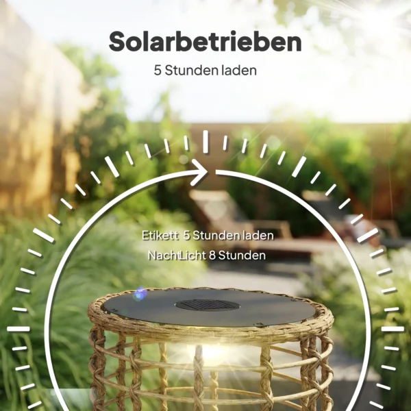 Solar Staande Lamp 2 delige Set Rattan Solarlampen Met Lichtsensor LED Solarlicht In Boho Stijl IP44
