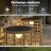 Solar Staande Lamp 2 delige Set Rattan Solarlampen Met Lichtsensor LED Solarlicht In Boho Stijl IP44