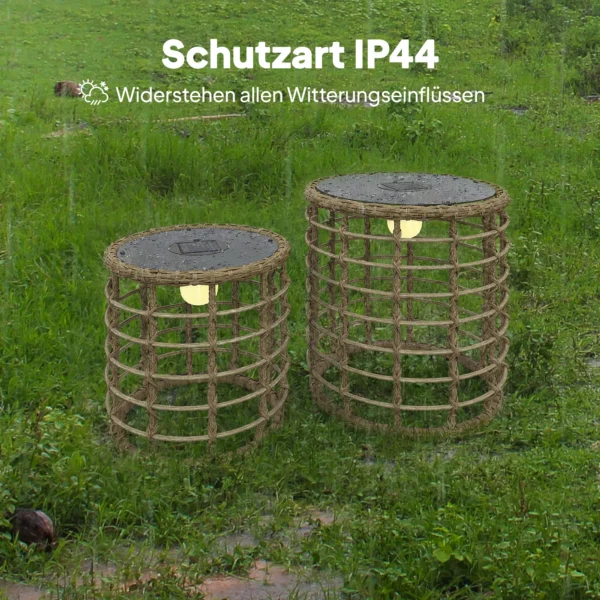 Solar Staande Lamp 2 delige Set Rattan Solarlampen Met Lichtsensor LED Solarlicht In Boho Stijl IP44