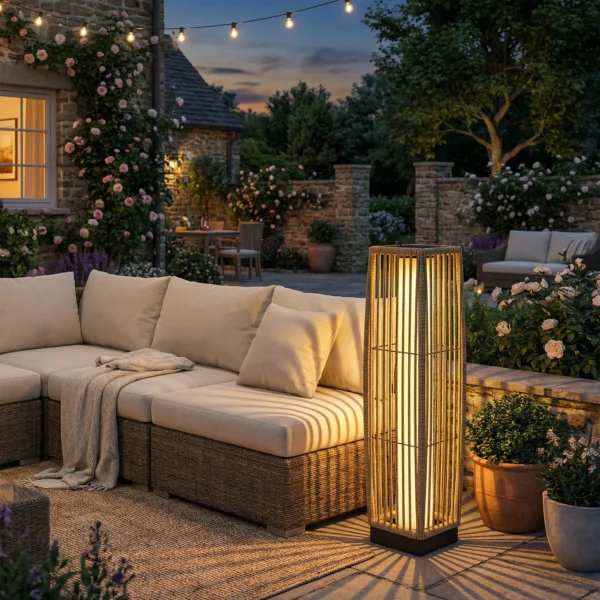 Solar Staande Lamp Rattan Solarlampen Met Lichtsensor Automatische LED Solarlicht In Boho Stijl IP44