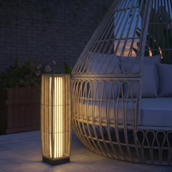 Solar Staande Lamp Rattan Solarlampen Met Lichtsensor Automatische LED Solarlicht In Boho Stijl IP44