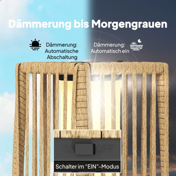 Solar Staande Lamp Rattan Solarlampen Met Lichtsensor Automatische LED Solarlicht In Boho Stijl IP44