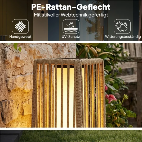 Solar Staande Lamp Rattan Solarlampen Met Lichtsensor Automatische LED Solarlicht In Boho Stijl IP44