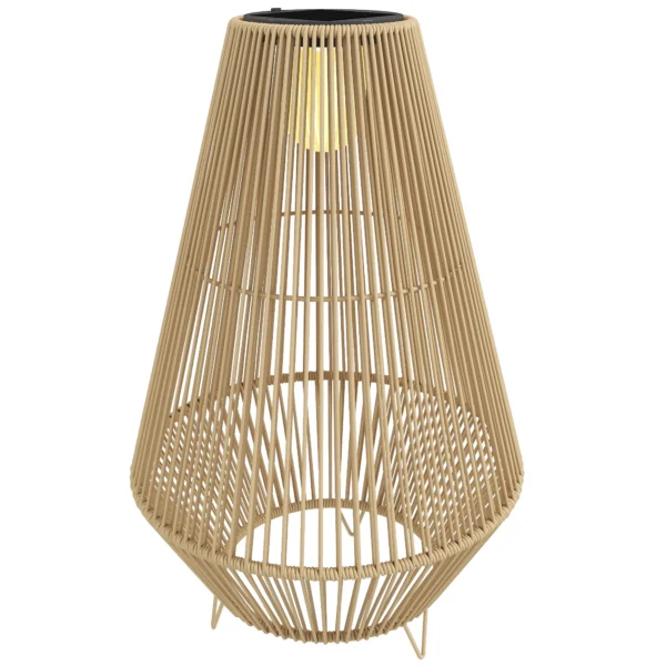 Solar Staande Lamp Rattan Solarlampen Met Lichtsensor LED Solarlicht In Boho Stijl IP44 Waterdicht