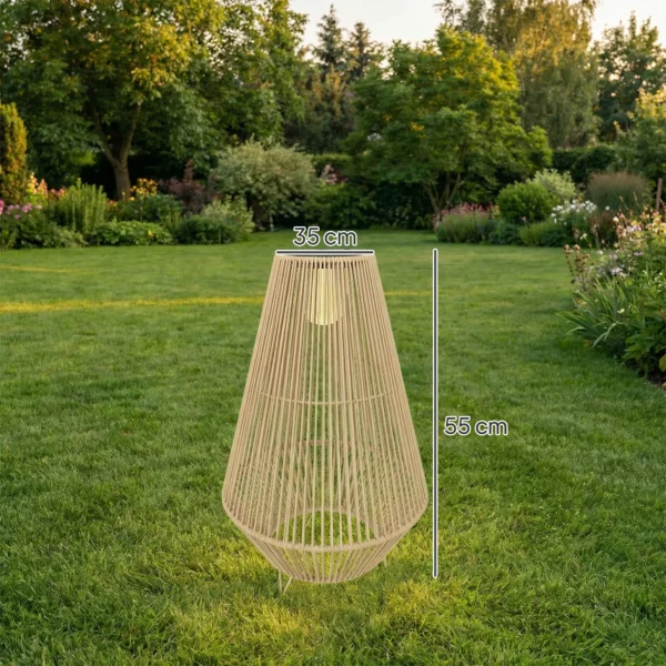 Solar Staande Lamp Rattan Solarlampen Met Lichtsensor LED Solarlicht In Boho Stijl IP44 Waterdicht