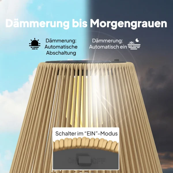 Solar Staande Lamp Rattan Solarlampen Met Lichtsensor LED Solarlicht In Boho Stijl IP44 Waterdicht