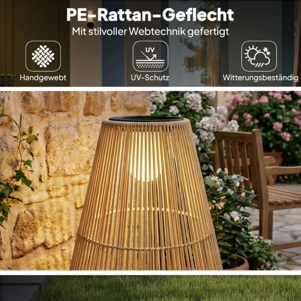 Solar Staande Lamp Rattan Solarlampen Met Lichtsensor LED Solarlicht In Boho Stijl IP44 Waterdicht