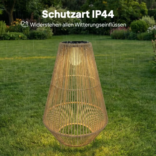 Solar Staande Lamp Rattan Solarlampen Met Lichtsensor LED Solarlicht In Boho Stijl IP44 Waterdicht