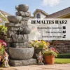 Springbrunnen Outdoor Aus Kunstharz Fünfstöckig Gartenbrunnen Mit LED Beleuchtung Pumpe Steinoptik 34 X 36 X 80 Cm