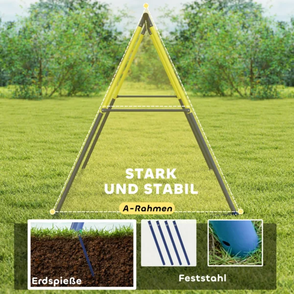 Stalen Schommelframe Schommelstructuur Tot 150 Kg Voor Nestschommel Kinderschommel Klimladder, 260 X 160 X 178 Cm, Blauw