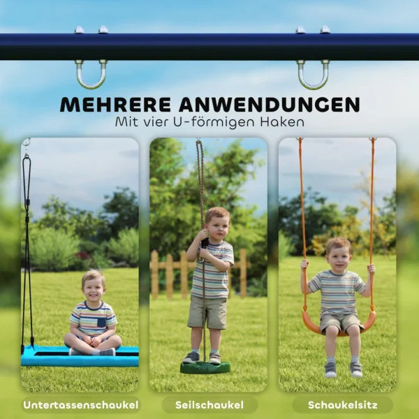 Stalen Schommelframe Schommelstructuur Tot 150 Kg Voor Nestschommel Kinderschommel Klimladder, 260 X 160 X 178 Cm, Blauw
