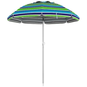Strandparasol Ø178 Cm UV40+ Windbestendig Stabiel In Hoogte Verstelbaar Strandparasol Met Kanteling Ventilatie Tas Veelkleurig