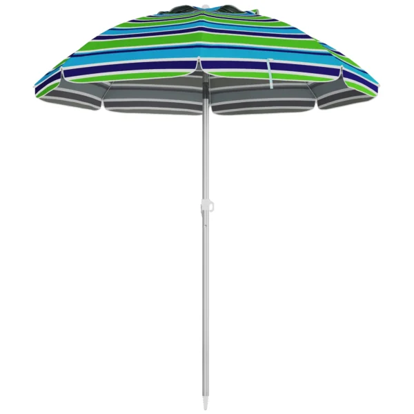 Strandparasol Ø178 Cm UV40+ Windbestendig Stabiel In Hoogte Verstelbaar Strandparasol Met Kanteling Ventilatie Tas Veelkleurig