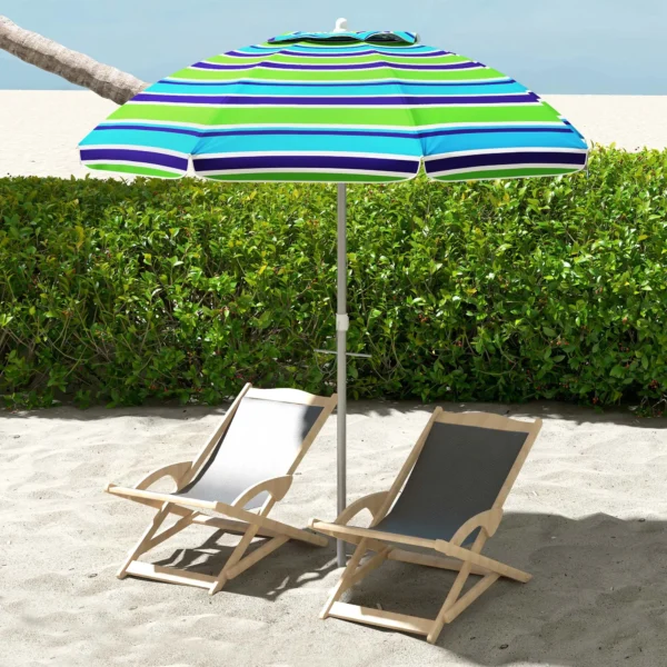 Strandparasol Ø178 Cm UV40+ Windbestendig Stabiel In Hoogte Verstelbaar Strandparasol Met Kanteling Ventilatie Tas Veelkleurig
