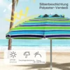 Strandparasol Ø178 Cm UV40+ Windbestendig Stabiel In Hoogte Verstelbaar Strandparasol Met Kanteling Ventilatie Tas Veelkleurig