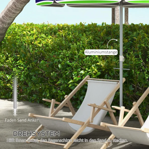 Strandparasol Ø178 Cm UV40+ Windbestendig Stabiel In Hoogte Verstelbaar Strandparasol Met Kanteling Ventilatie Tas Veelkleurig