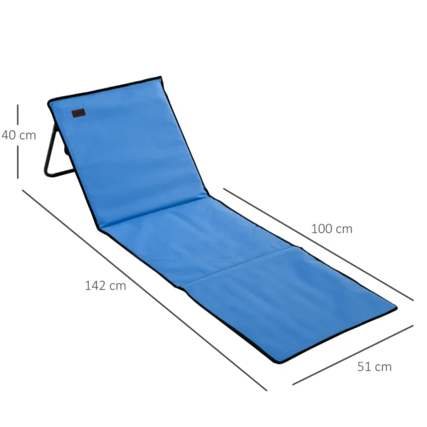 Strandstoel, Opvouwbaar, Verstelbare Rugleuning, Zijtas, Zachte Bekleding, Stalen Frame, Blauw, 142x51x40cm