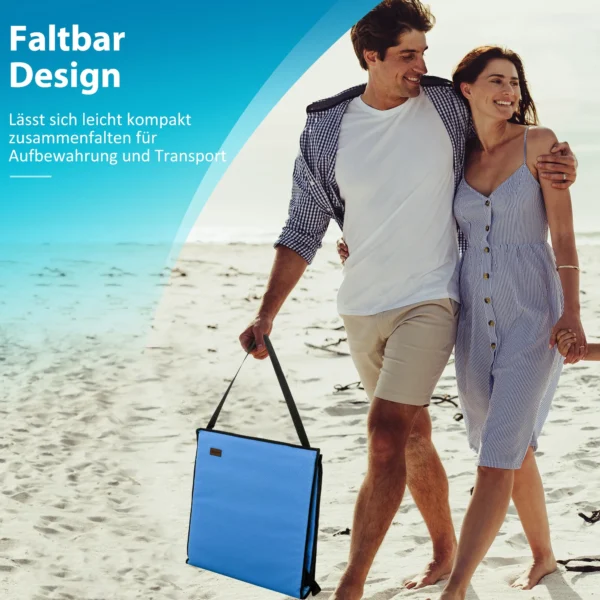 Strandstoel, Opvouwbaar, Verstelbare Rugleuning, Zijtas, Zachte Bekleding, Stalen Frame, Blauw, 142x51x40cm