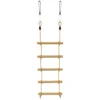 Strickleiter Voor Kinderen 5 traps Klimladder Met 2 Karabijnhaken 2 Boomriemen Voor 3 8 Jaar 40 X 3,5 X 180 Cm Natuurhout