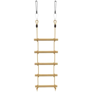 Strickleiter Voor Kinderen 5 traps Klimladder Met 2 Karabijnhaken 2 Boomriemen Voor 3 8 Jaar 40 X 3,5 X 180 Cm Natuurhout