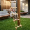 Strickleiter Voor Kinderen 5 traps Klimladder Met 2 Karabijnhaken 2 Boomriemen Voor 3 8 Jaar 40 X 3,5 X 180 Cm Natuurhout