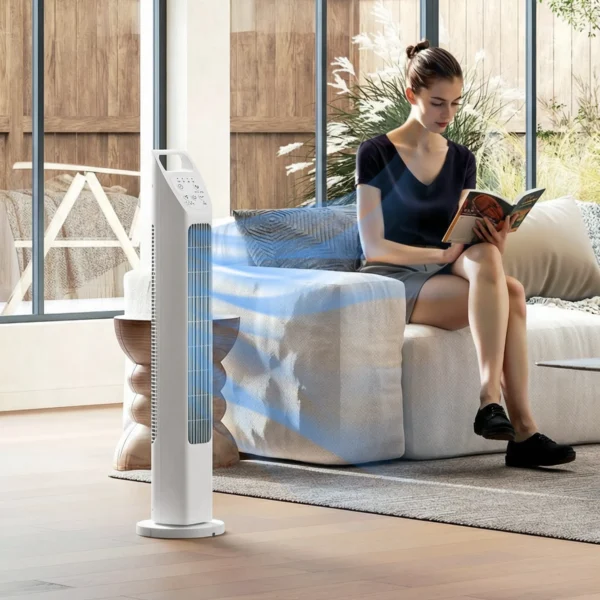 Torenventilator Met Afstandsbediening, 7,5 uurs Timer, Stille Ventilator Voor Slaapkamer, Wit