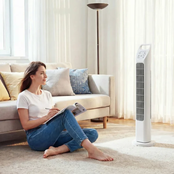 Torenventilator Met Afstandsbediening, 7,5 uurs Timer, Stille Ventilator Voor Slaapkamer, Wit