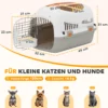 Transportbox Hondentransportbox Voor Kat Miniature Honden Tot 4kg Hondenbox Met Dakopening Voerbak 49x32x31cm Lichtgrijs