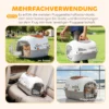 Transportbox Hondentransportbox Voor Kat Miniature Honden Tot 4kg Hondenbox Met Dakopening Voerbak 49x32x31cm Lichtgrijs