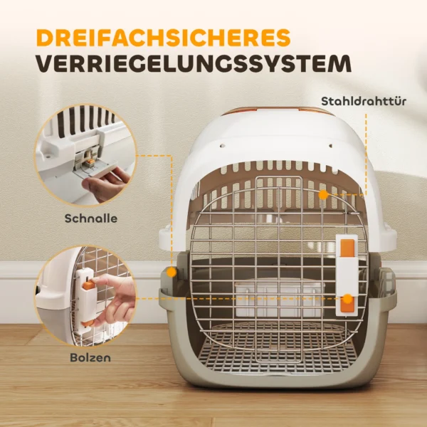 Transportbox Hondentransportbox Voor Kat Miniature Honden Tot 4kg Hondenbox Met Dakopening Voerbak 49x32x31cm Lichtgrijs