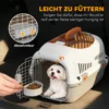Transportbox Hondentransportbox Voor Kat Miniature Honden Tot 4kg Hondenbox Met Dakopening Voerbak 49x32x31cm Lichtgrijs